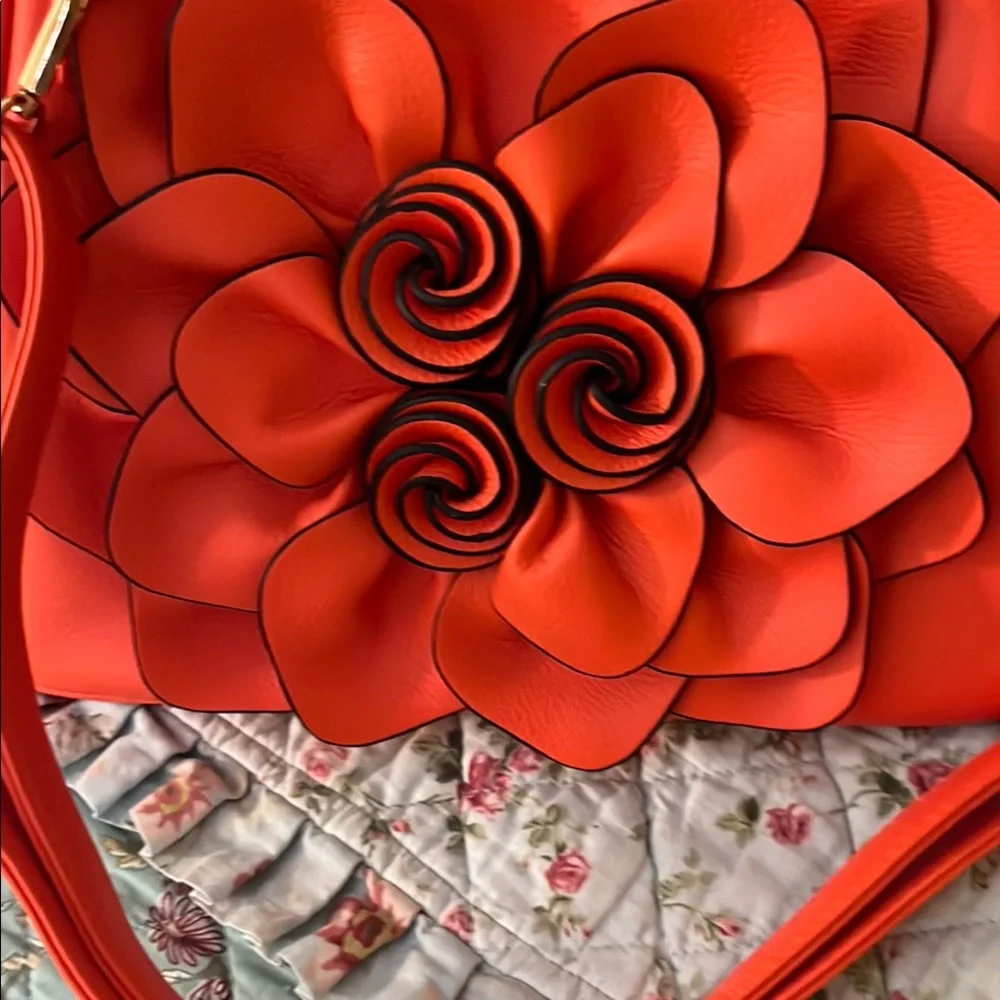 Elegant Orange Floral Women's Bag - Picture 2 of 10